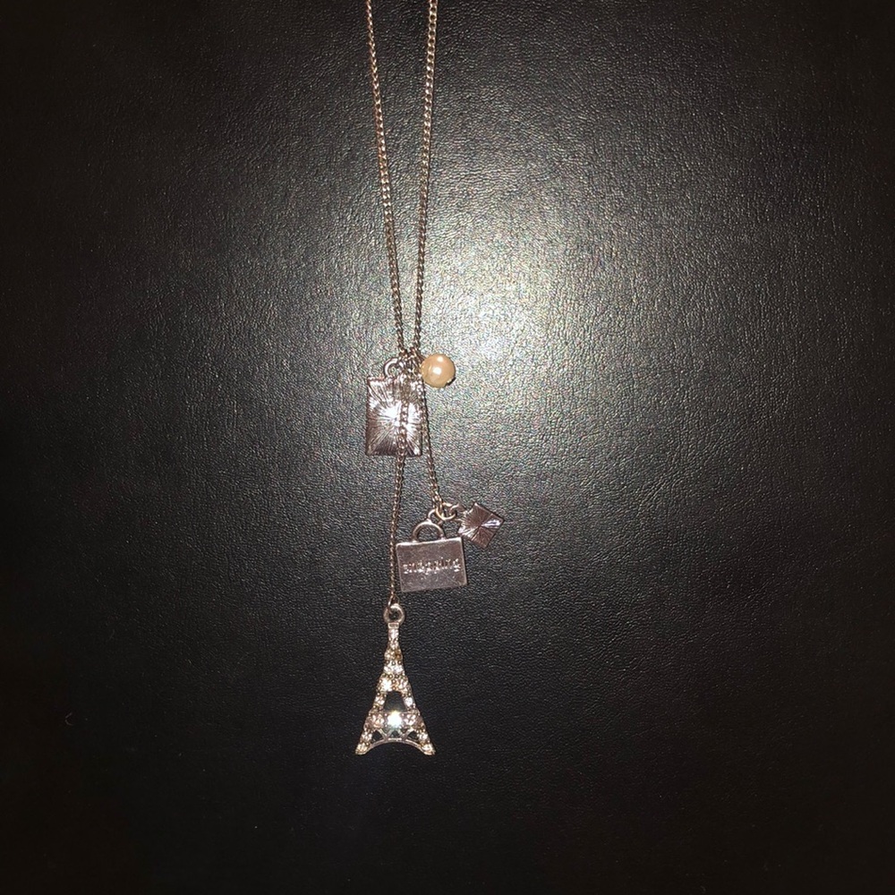 Necklace with shopping themed charms